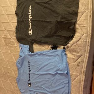 2 champion T shirts and 1 lightweight adidas sweatshirt